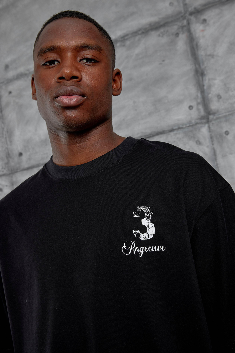 Siyah 3 Ragecure Baskılı Oversize Tshirt