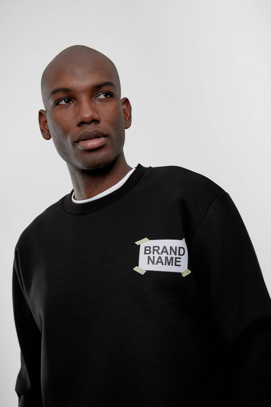 Siyah 404 Baskılı Bisiklet Yaka Sweatshirt