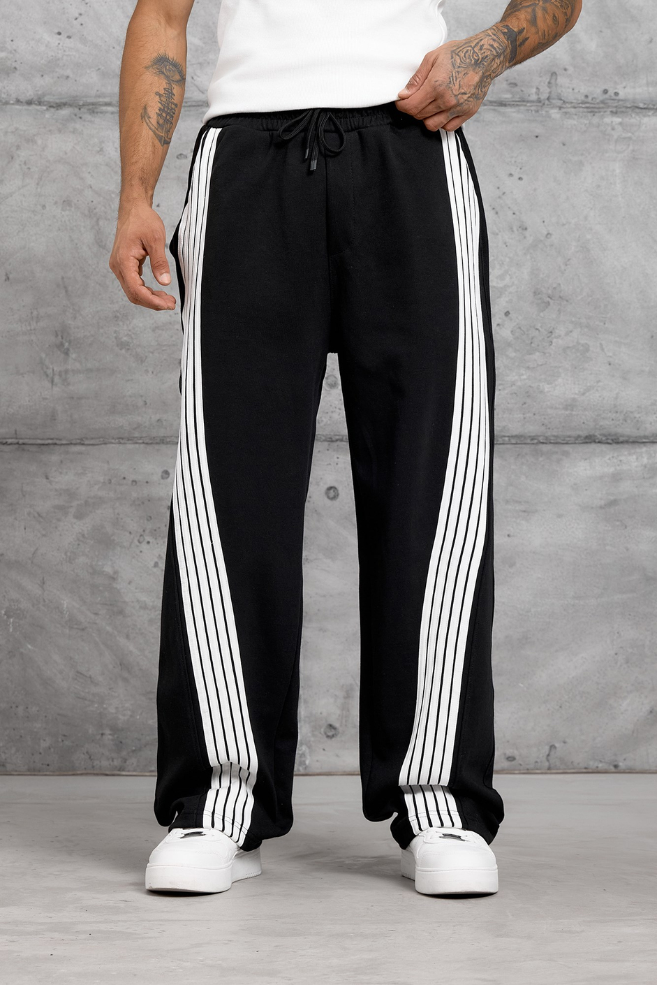 Siyah 5 ÇİZGİ BAGGY EŞOFMAN ALTI