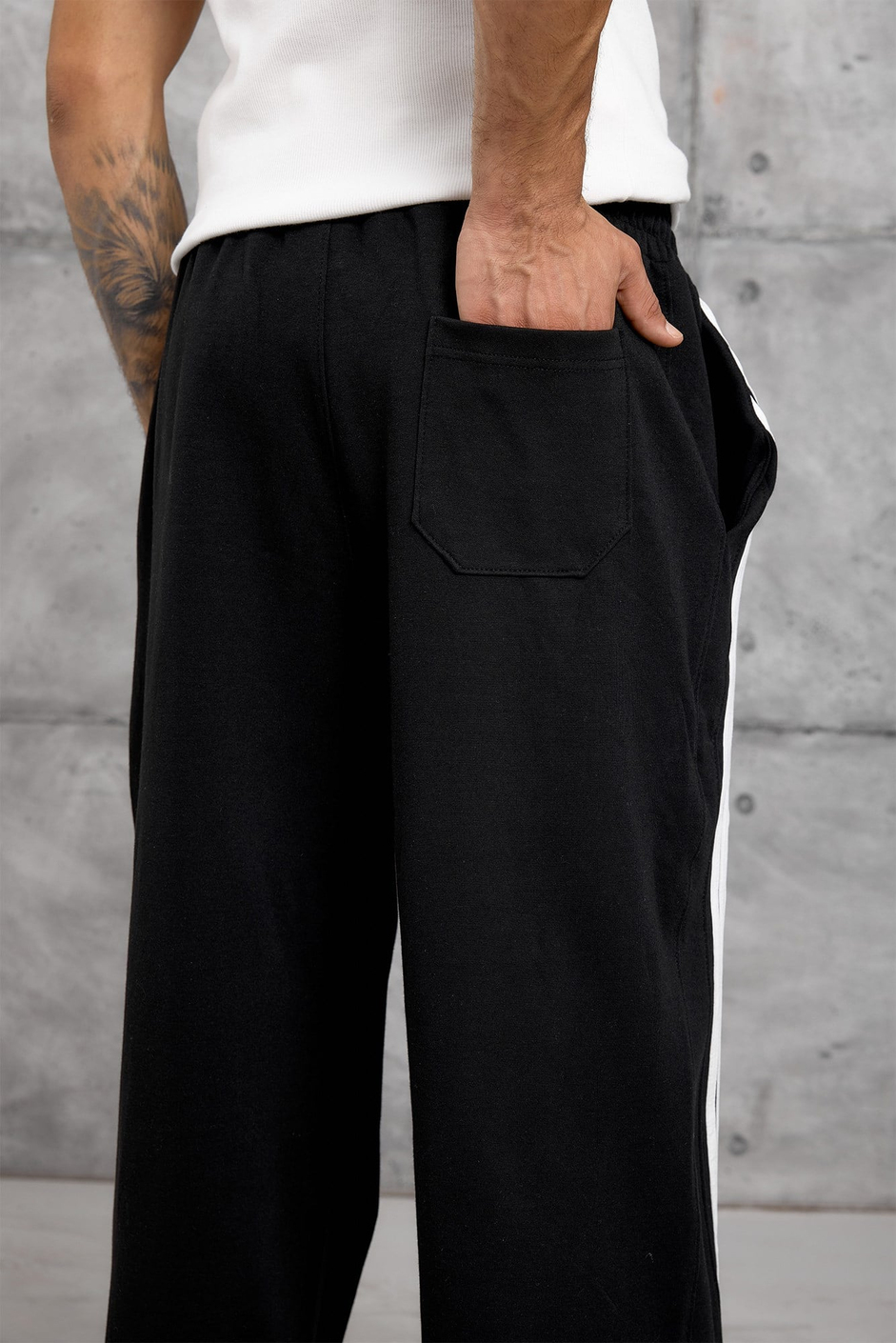 Siyah 5 ÇİZGİ BAGGY EŞOFMAN ALTI