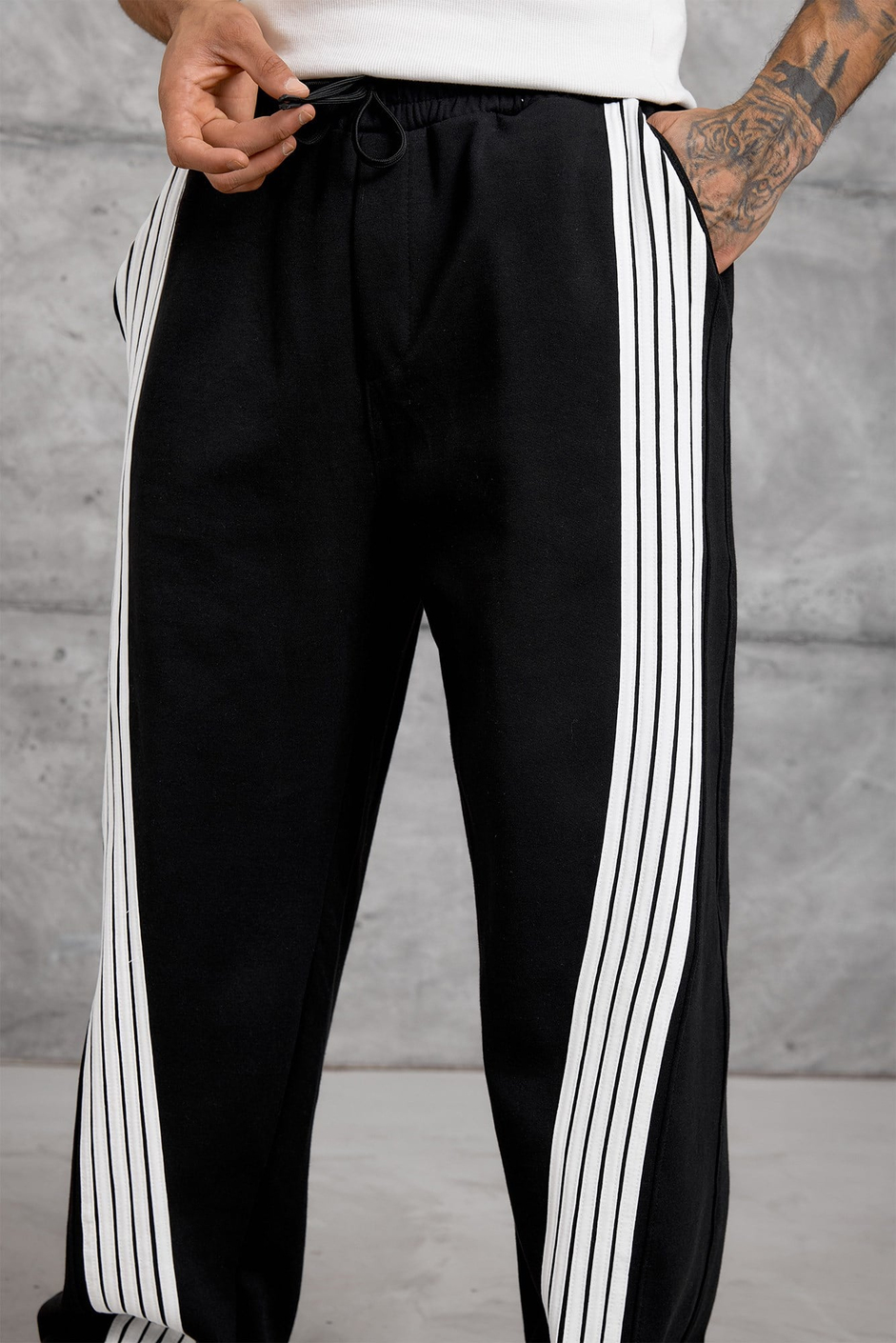 Siyah 5 ÇİZGİ BAGGY EŞOFMAN ALTI