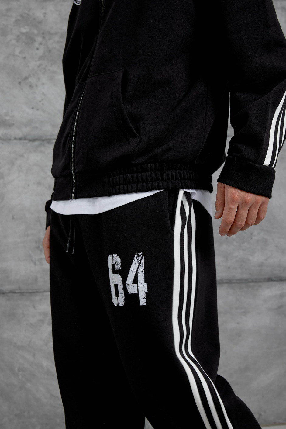 Siyah 64 Baskılı Oversize Eşofman Takımı