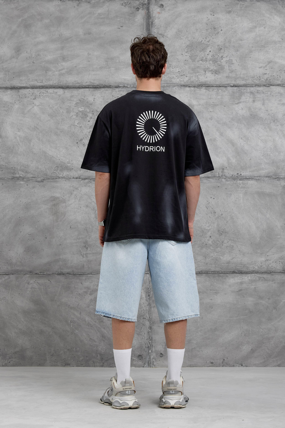 Siyah Arka Hydrion Yazılı Oversize Tshirt