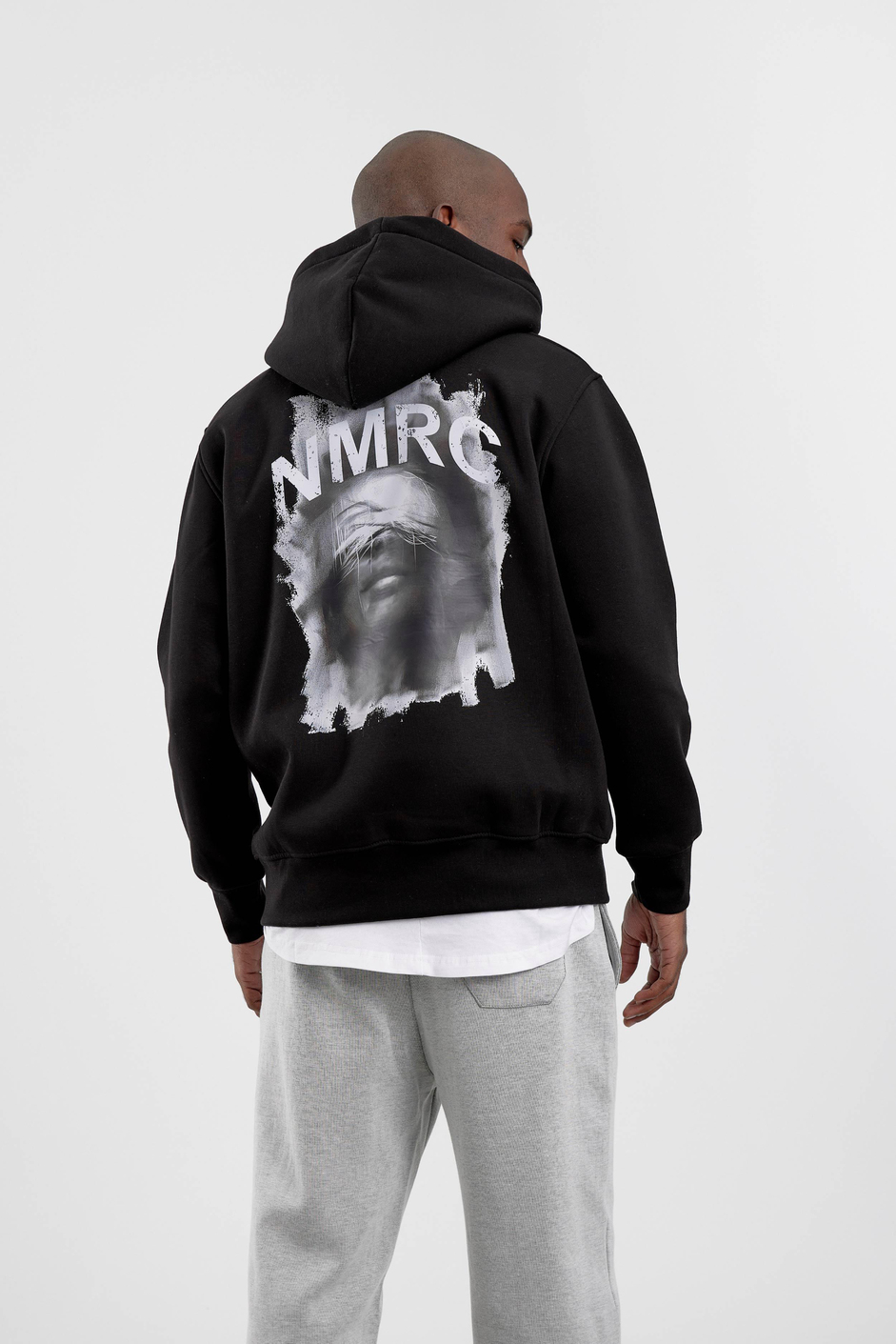 Siyah Arkası NMRC Yazılı Kapüşonlu Sweatshirt