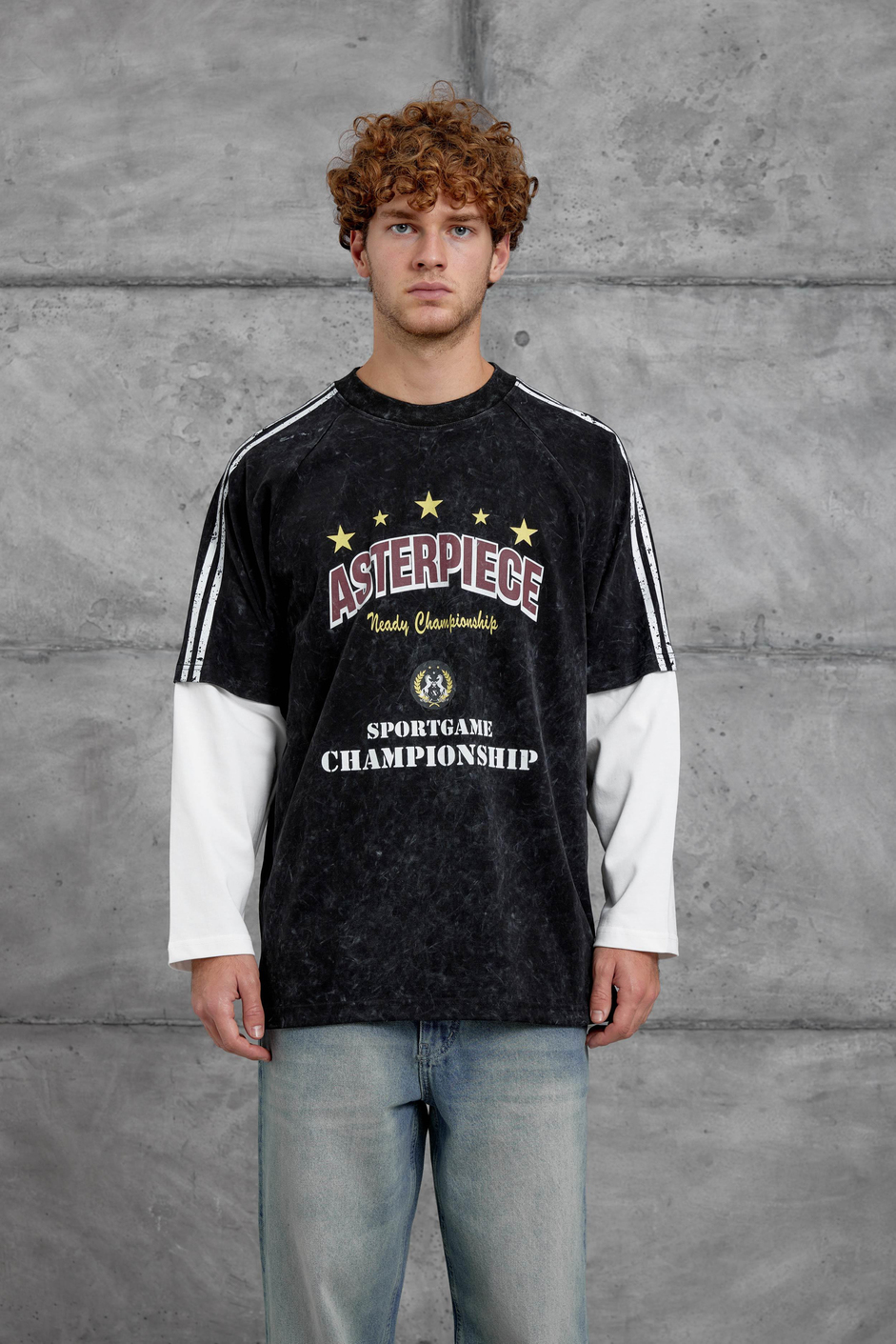 Siyah ASTERPİECE BASKILI OVERSİZE SWEATSHIRT