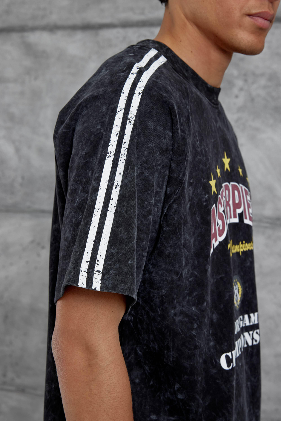 Siyah Asterpiece Yazılı Oversize Tshirt