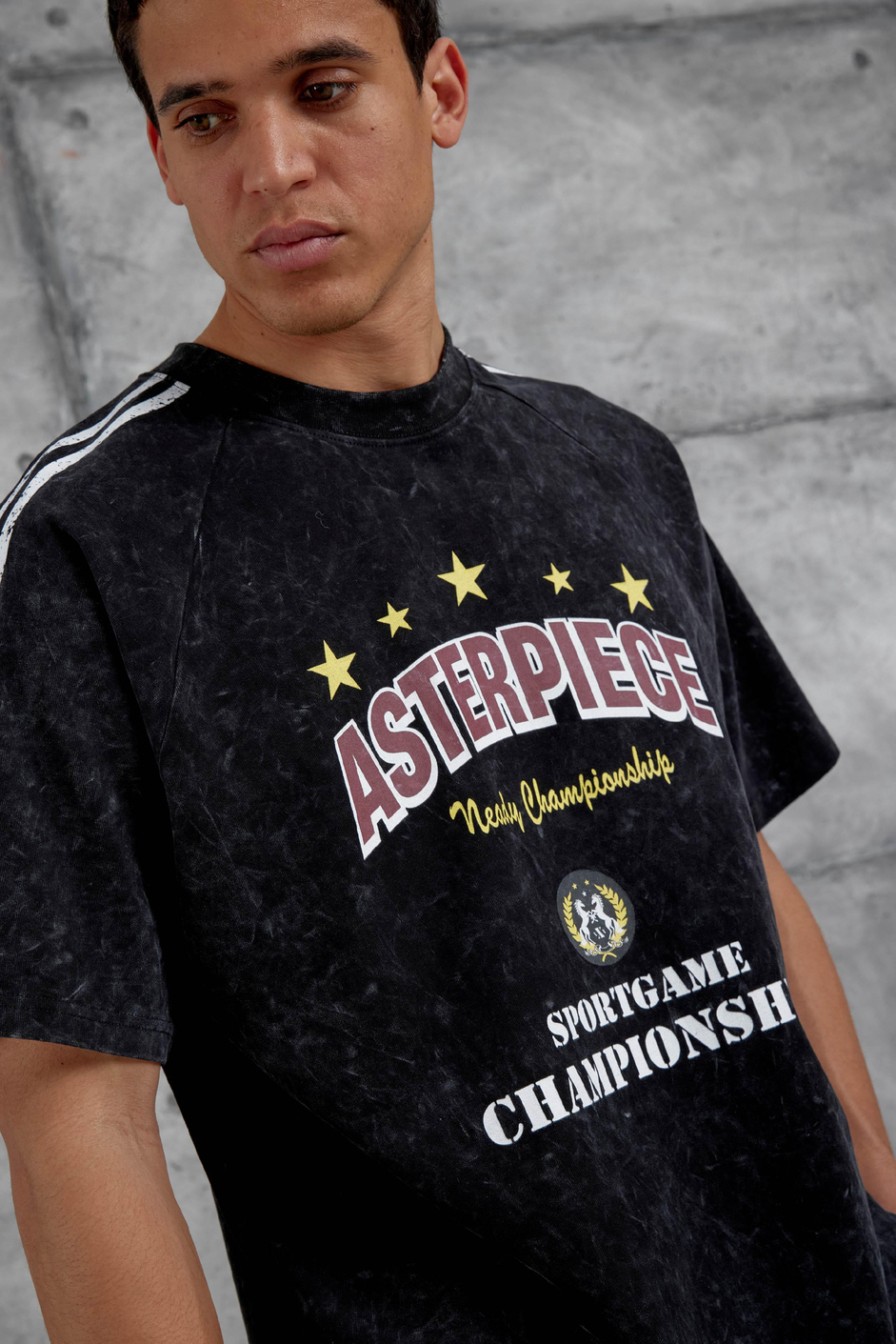 Siyah Asterpiece Yazılı Oversize Tshirt