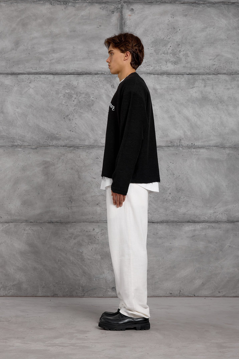 Siyah BASKILI DOKUMA KUMAŞ SWEATSHIRT
