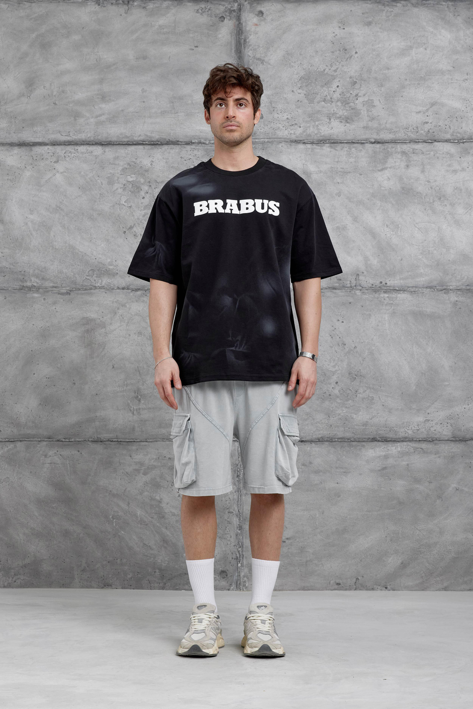 Siyah Brabus Yazılı Oversize Tshirt