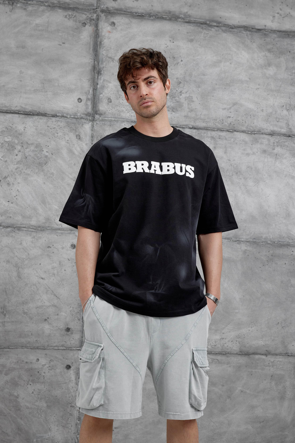 Siyah Brabus Yazılı Oversize Tshirt