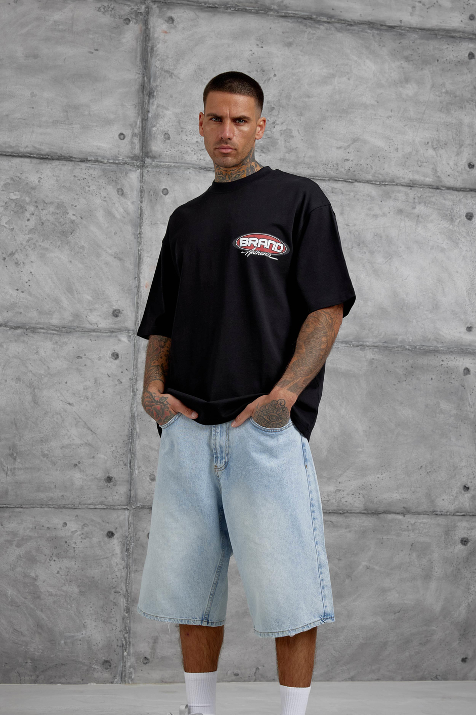 Siyah Brand Authentic Yazılı Oversize Tshirt