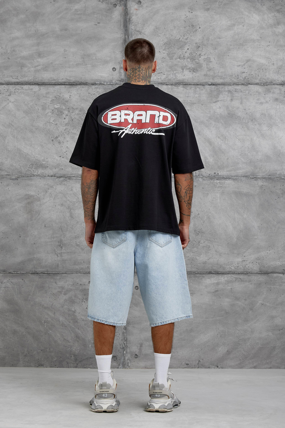 Siyah Brand Authentic Yazılı Oversize Tshirt