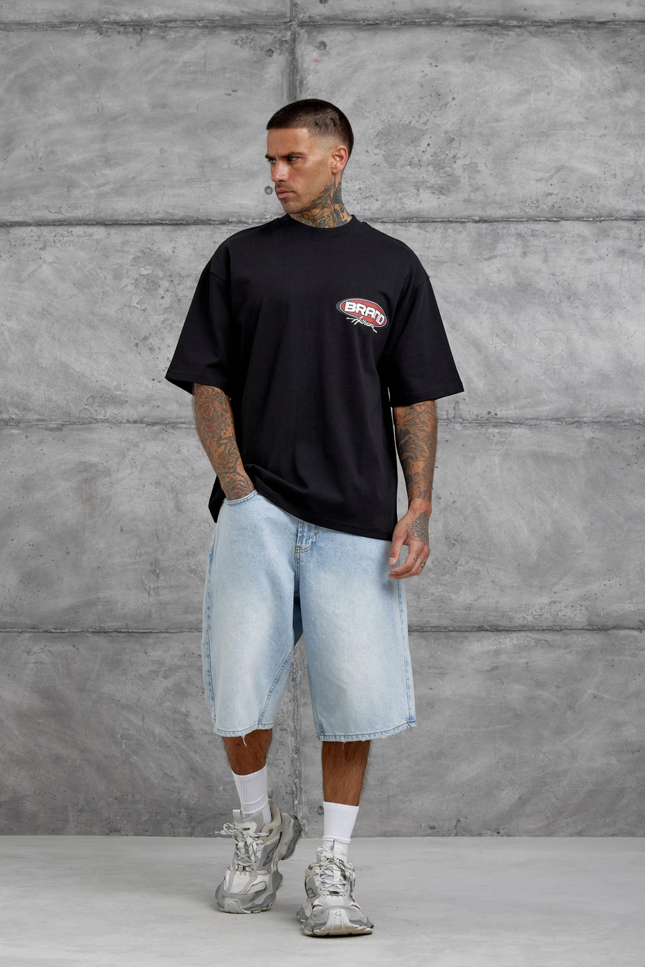 Siyah Brand Authentic Yazılı Oversize Tshirt