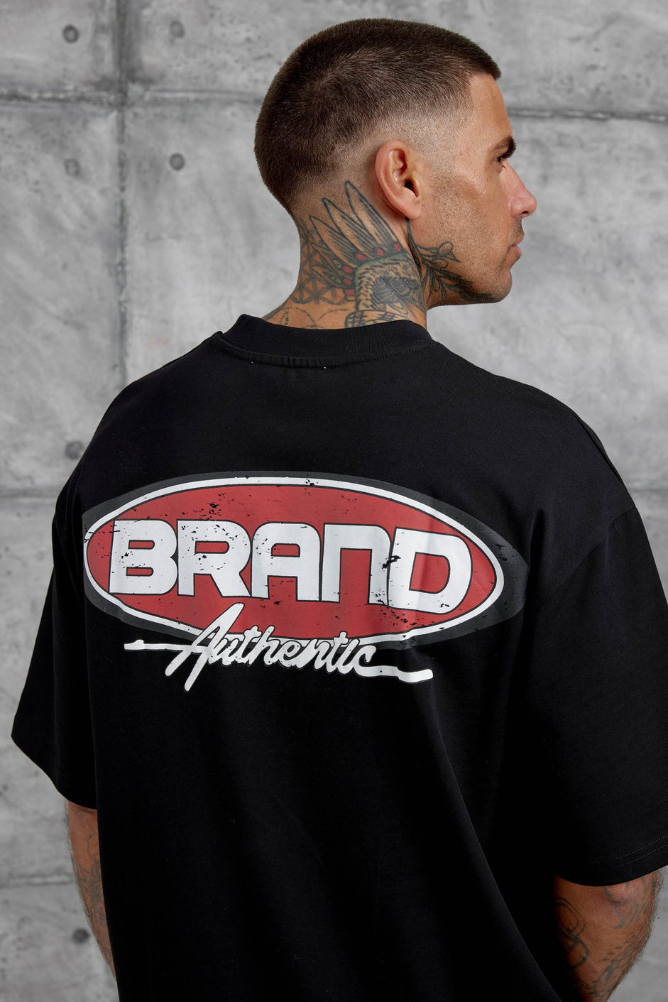 Siyah Brand Authentic Yazılı Oversize Tshirt