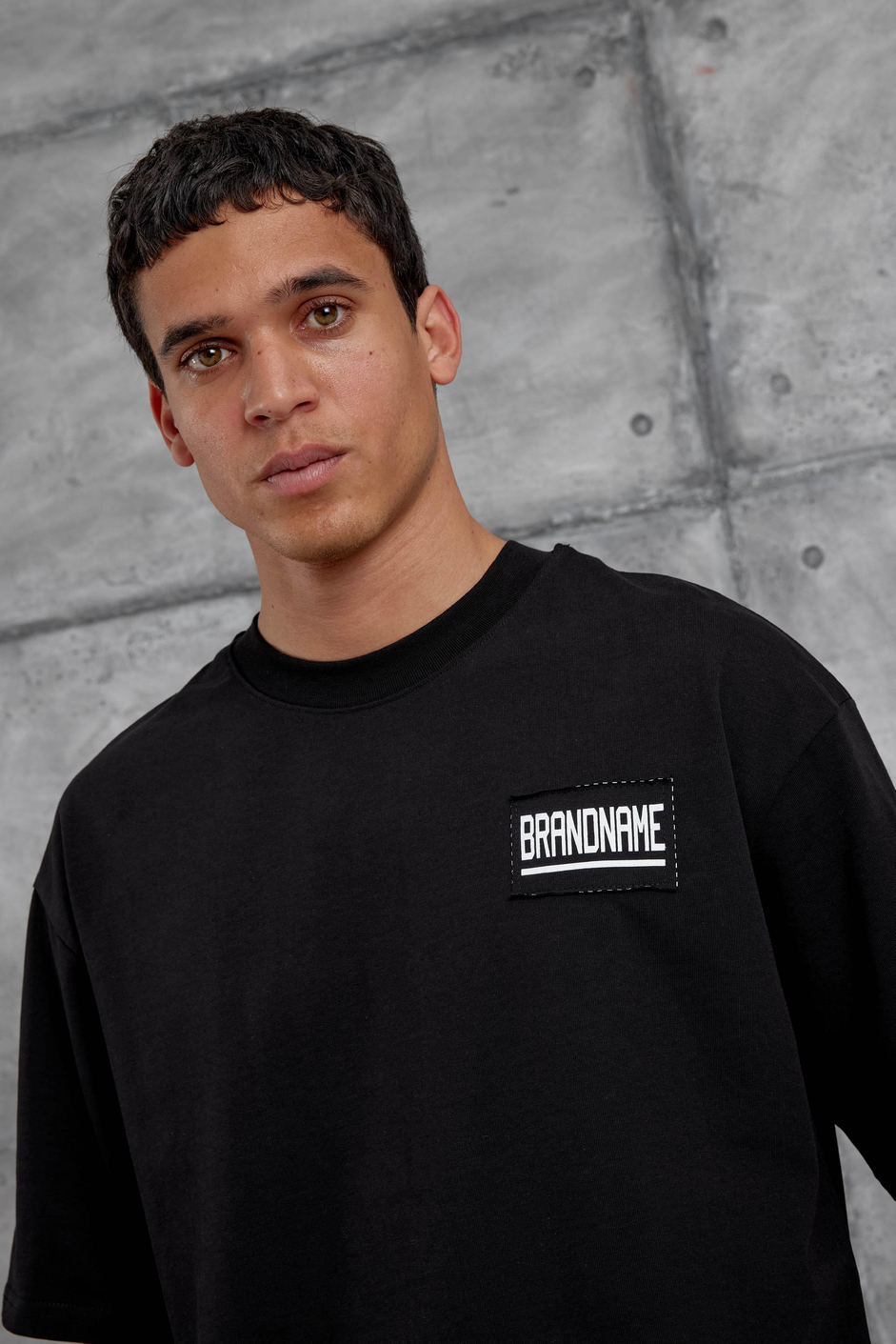 Siyah Brand Etiketli Oversize Tshirt