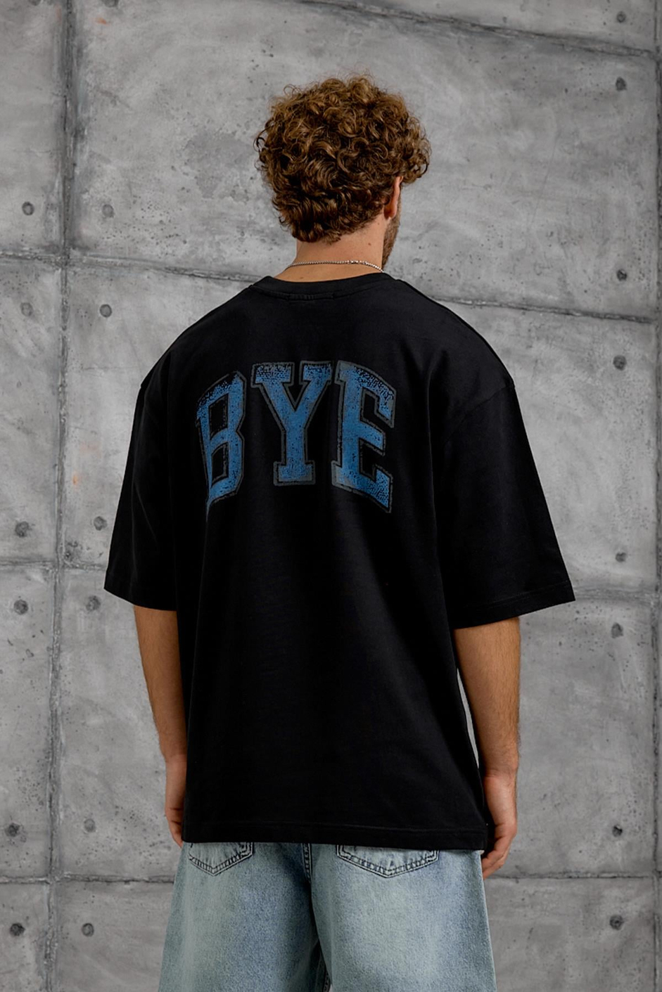 Siyah BYE BASKI OVERSIZE TSHIRT