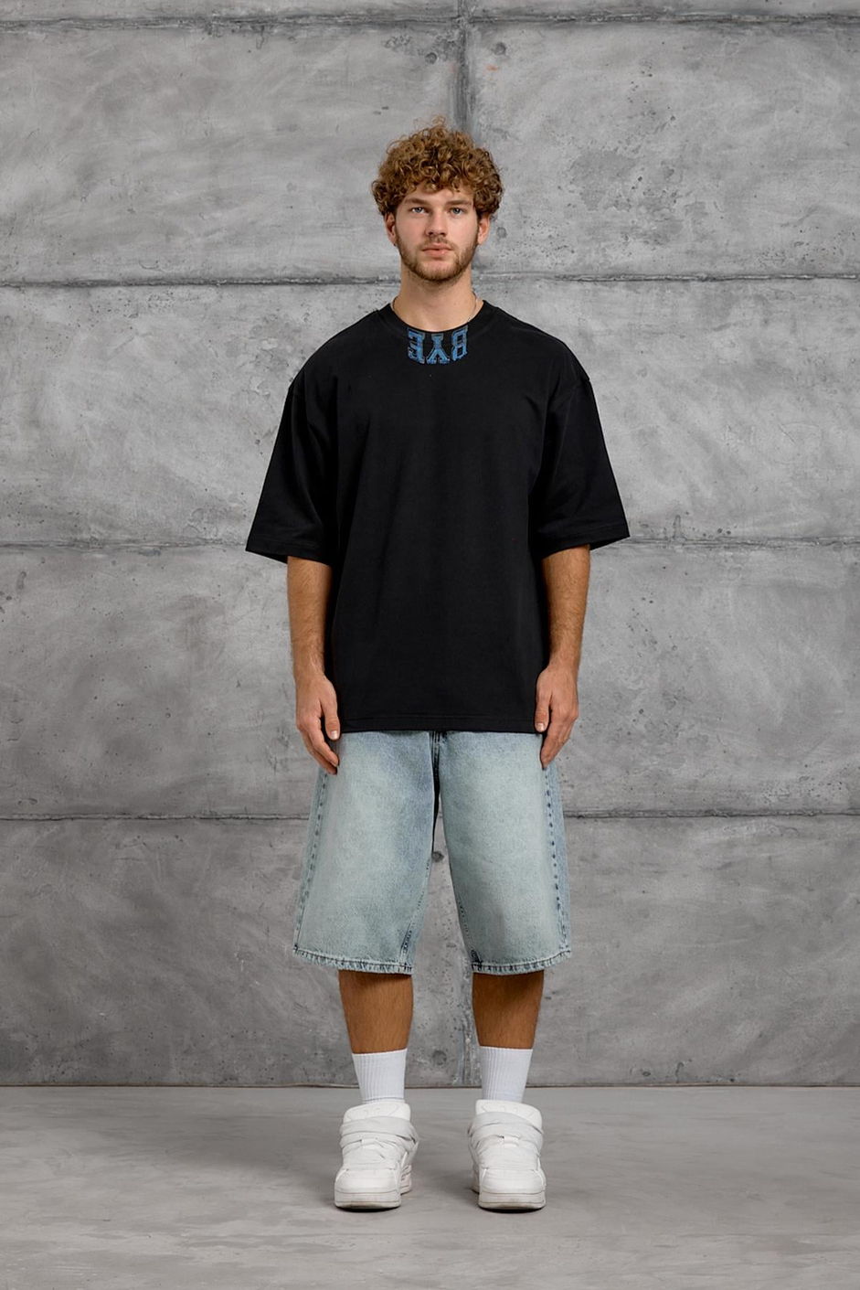 Siyah BYE BASKI OVERSIZE TSHIRT