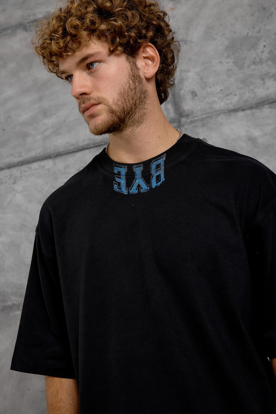 Siyah BYE BASKI OVERSIZE TSHIRT