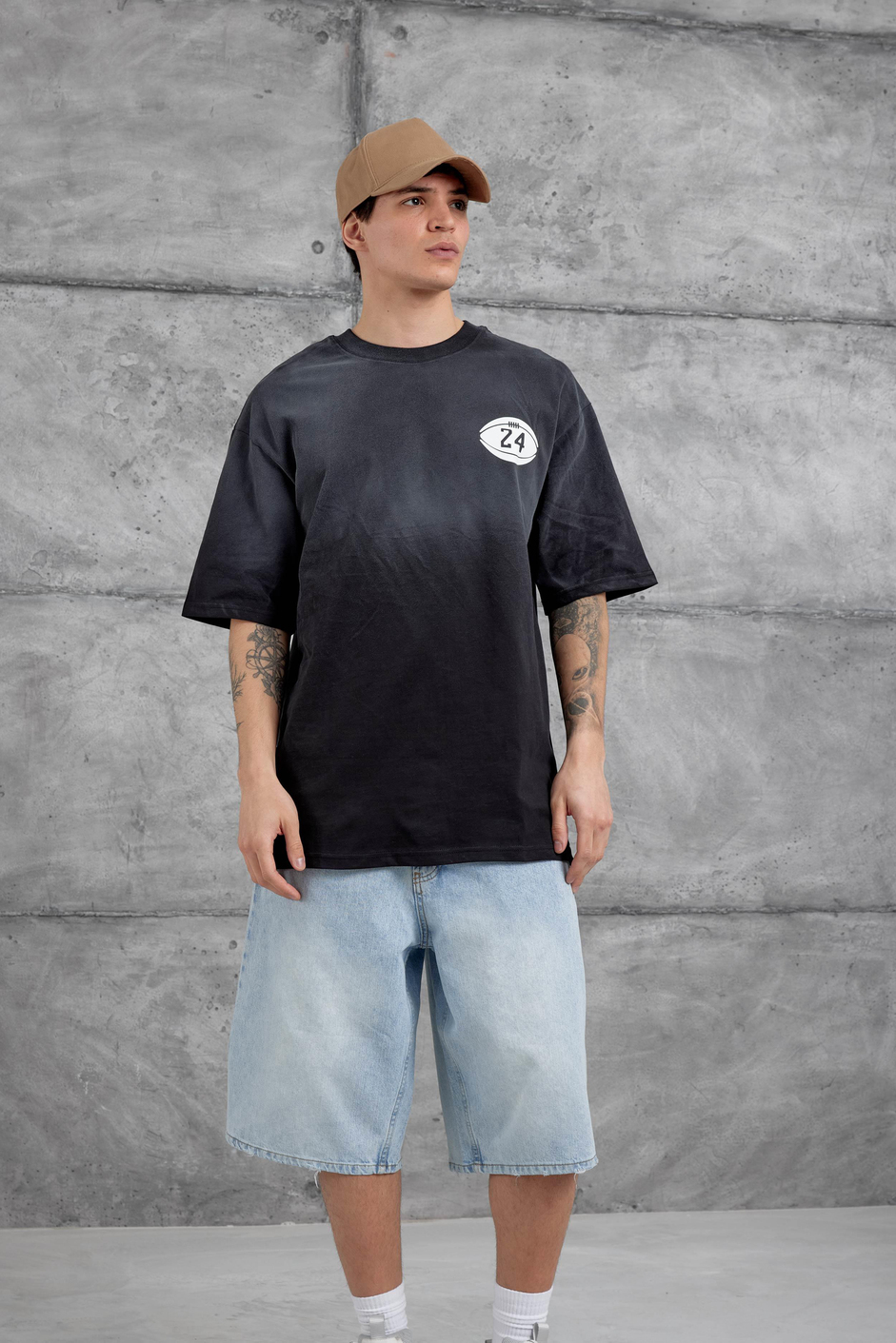Siyah Canfield Card Yazılı Oversize Tshirt