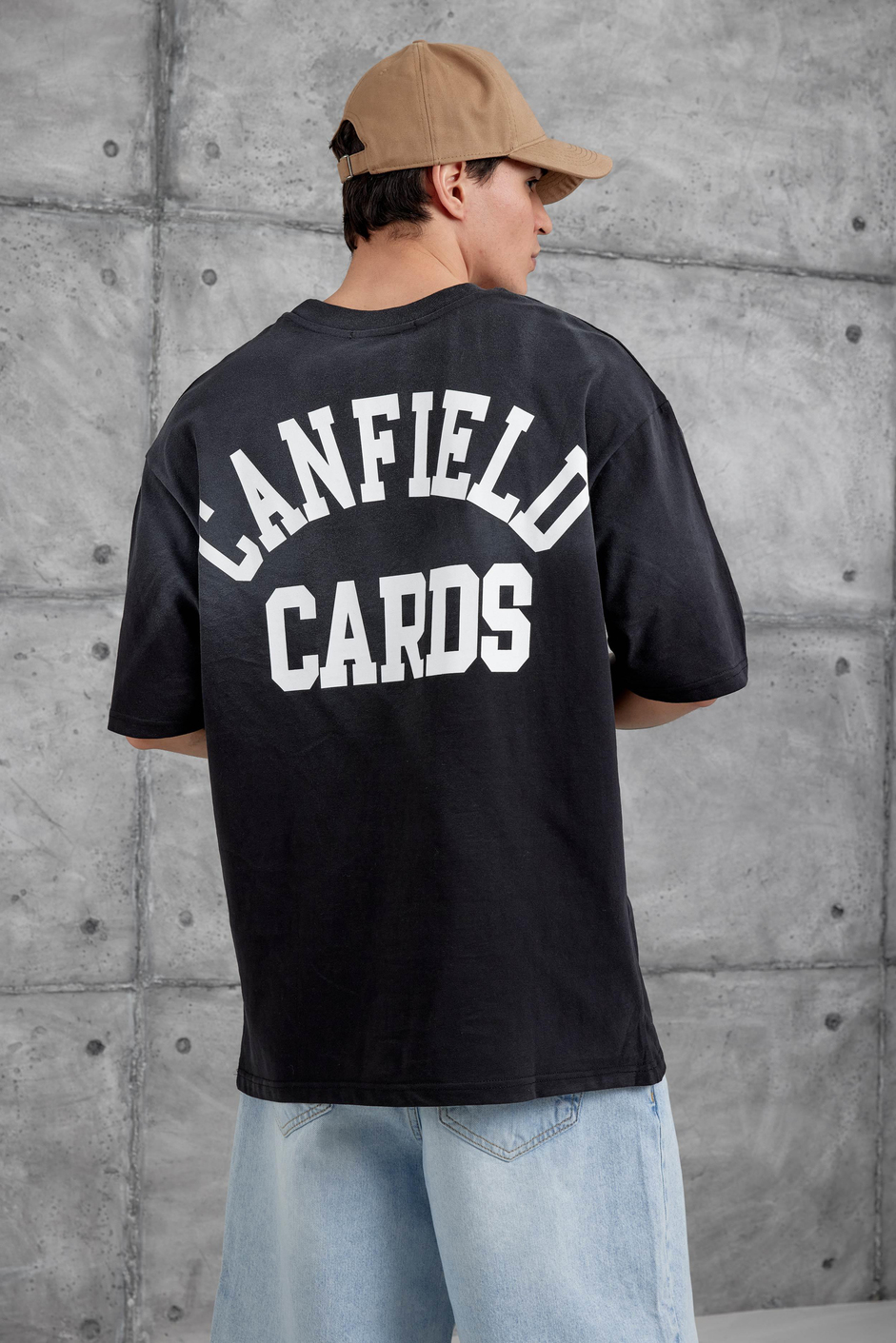 Siyah Canfield Card Yazılı Oversize Tshirt