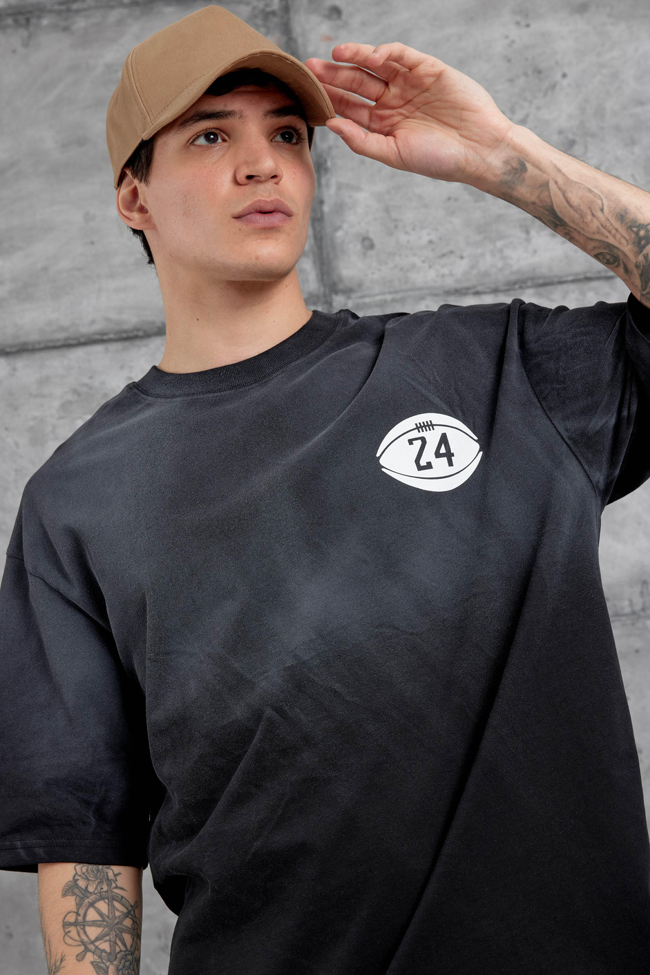 Siyah Canfield Card Yazılı Oversize Tshirt