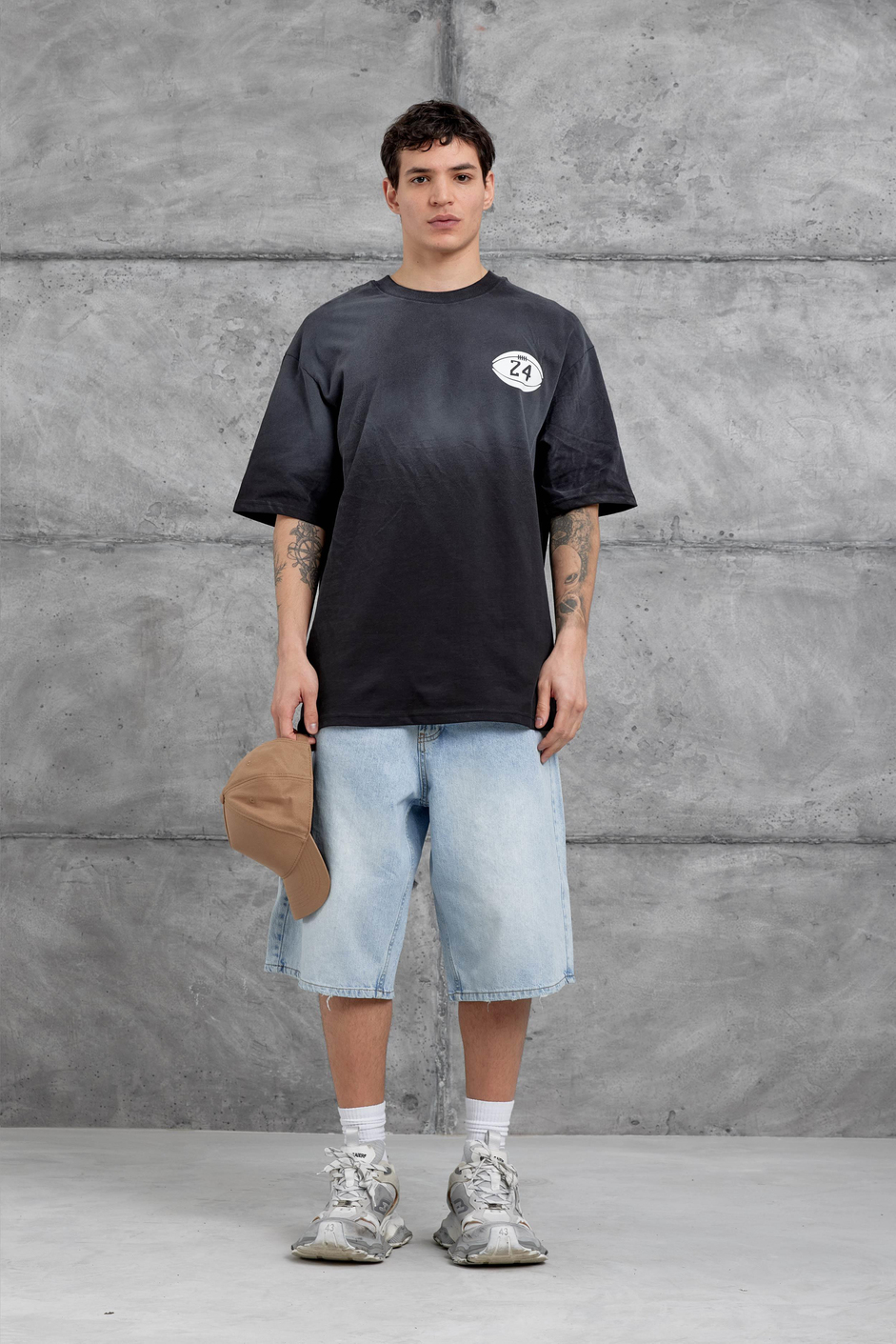 Siyah Canfield Card Yazılı Oversize Tshirt