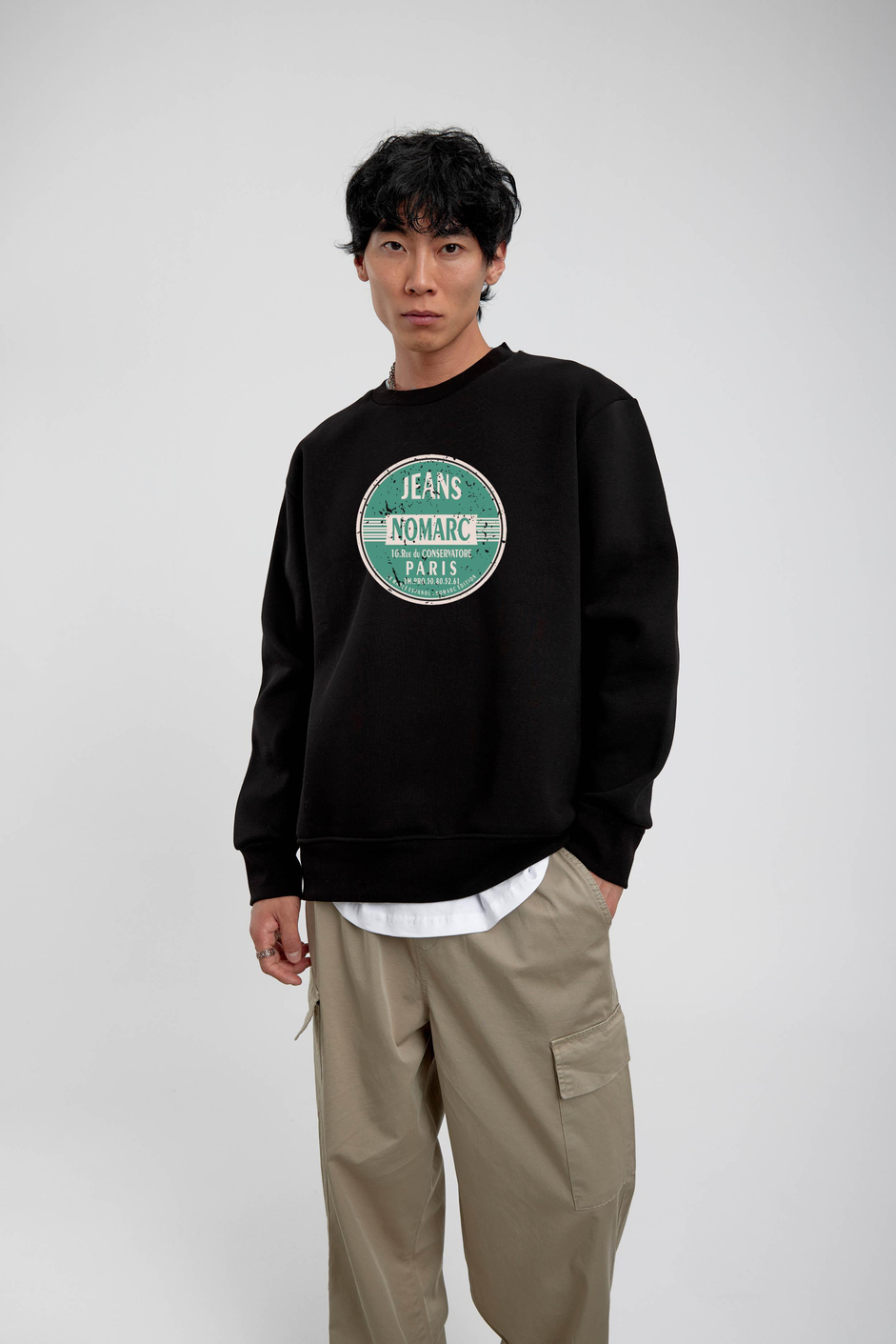 Siyah Daire Baskılı Sweatshirt