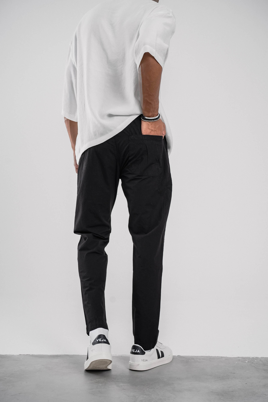 Siyah Dar Paça Boyfriend Fit Gabardin Pantolon