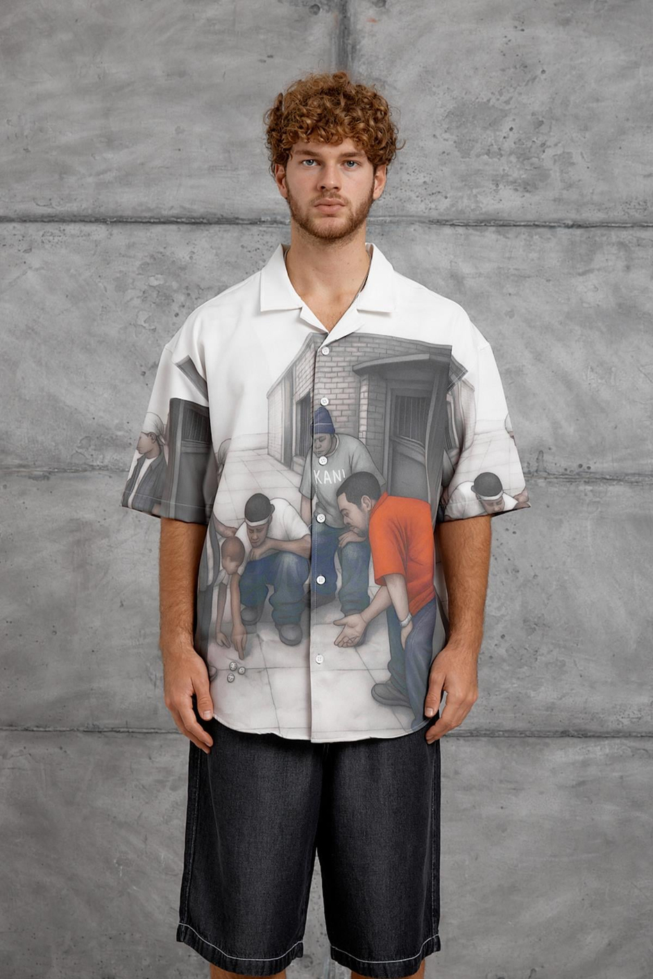 Siyah DESENLİ  BASKI DIGITAL OVERSIZE GÖMLEK