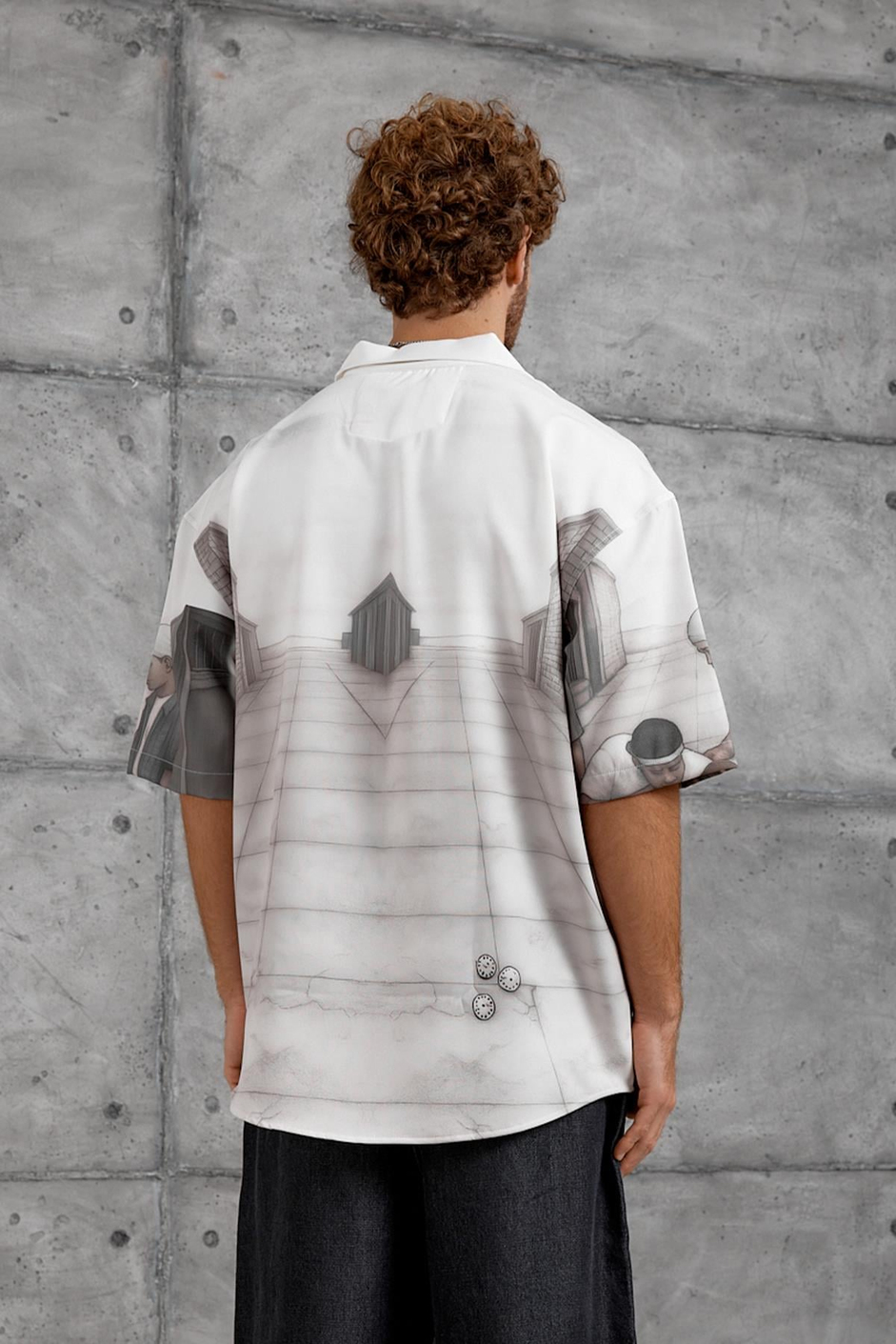 Siyah DESENLİ  BASKI DIGITAL OVERSIZE GÖMLEK