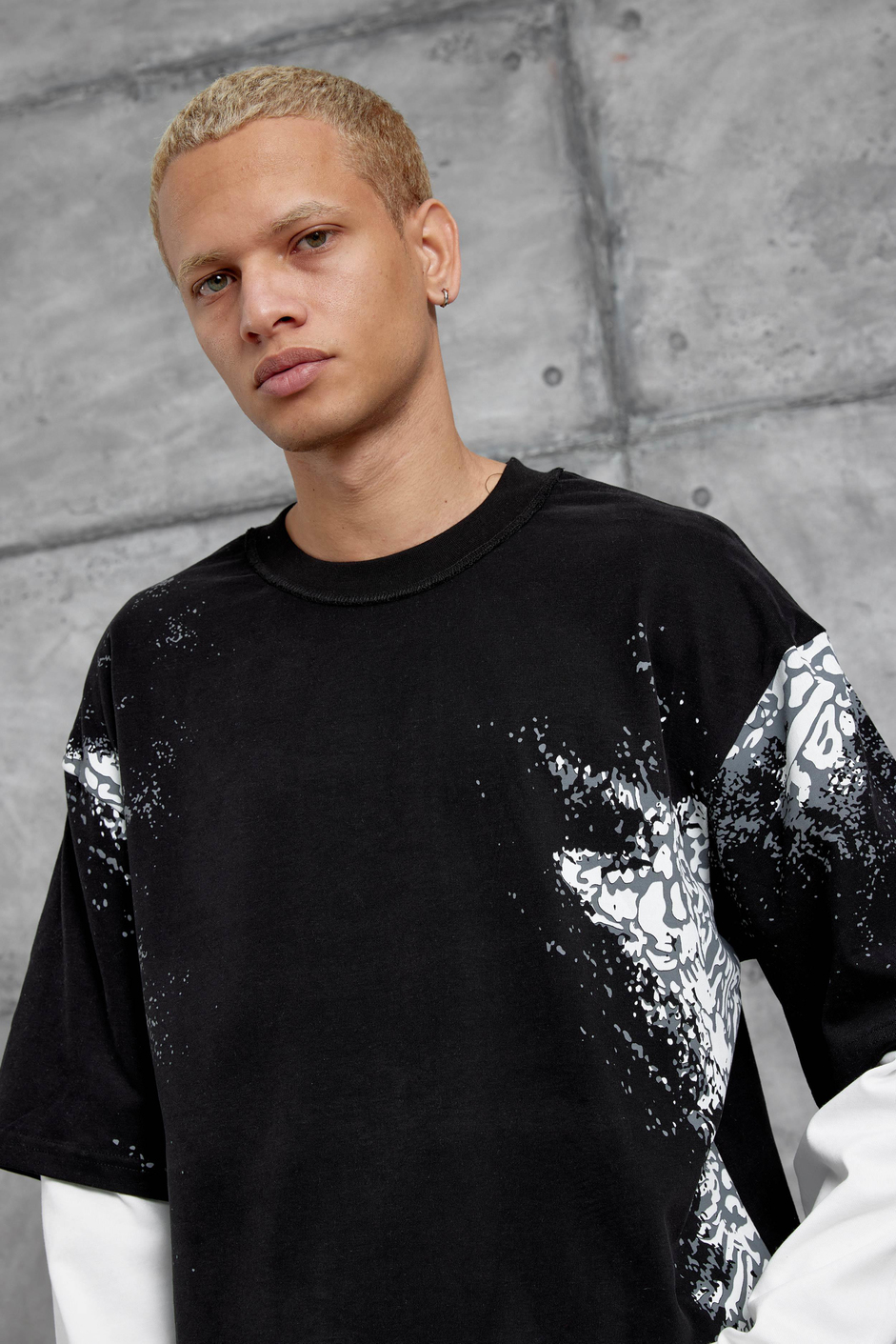 Siyah DESENLI PARCA KOLLU SWEATSHIRT