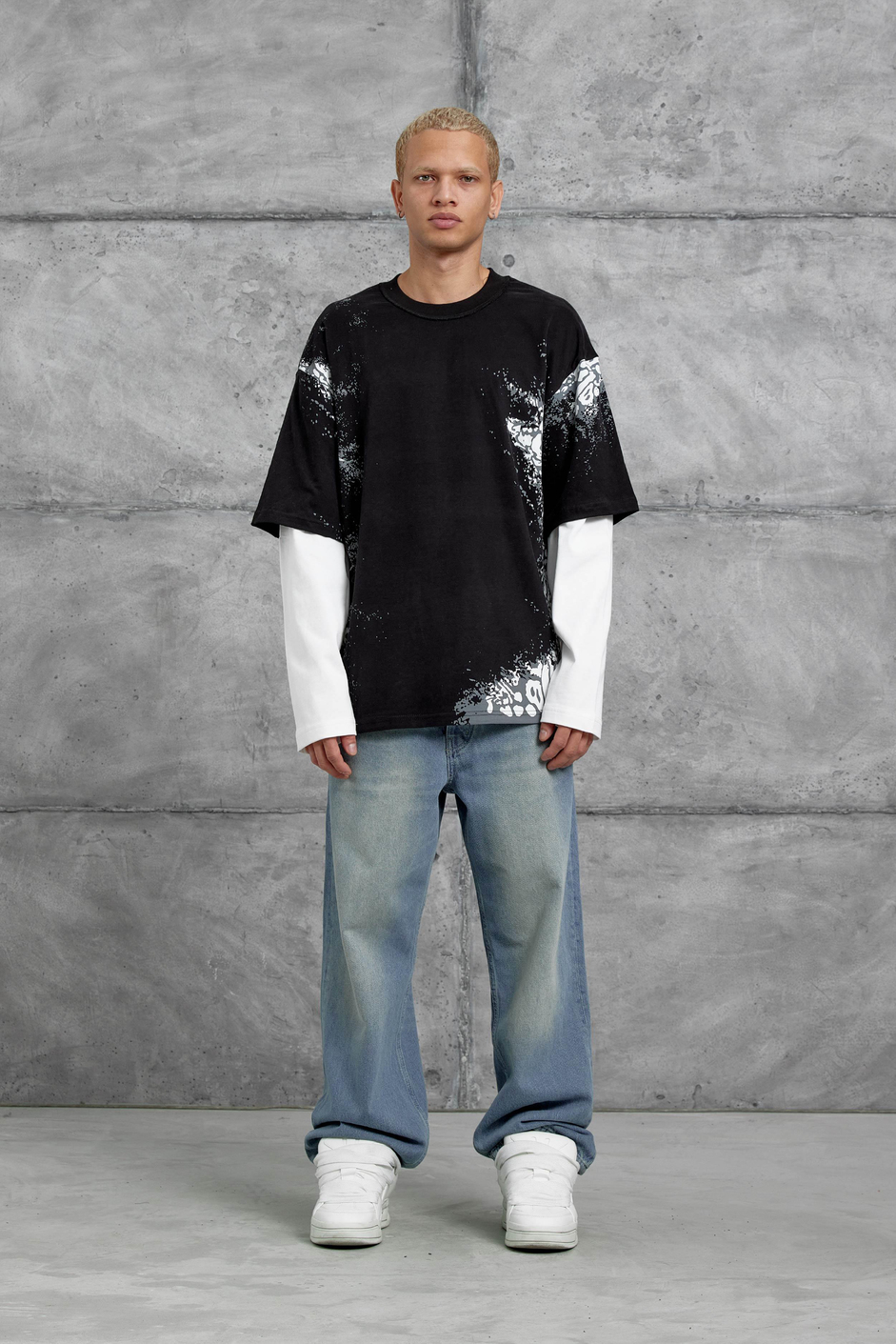 Siyah DESENLI PARCA KOLLU SWEATSHIRT