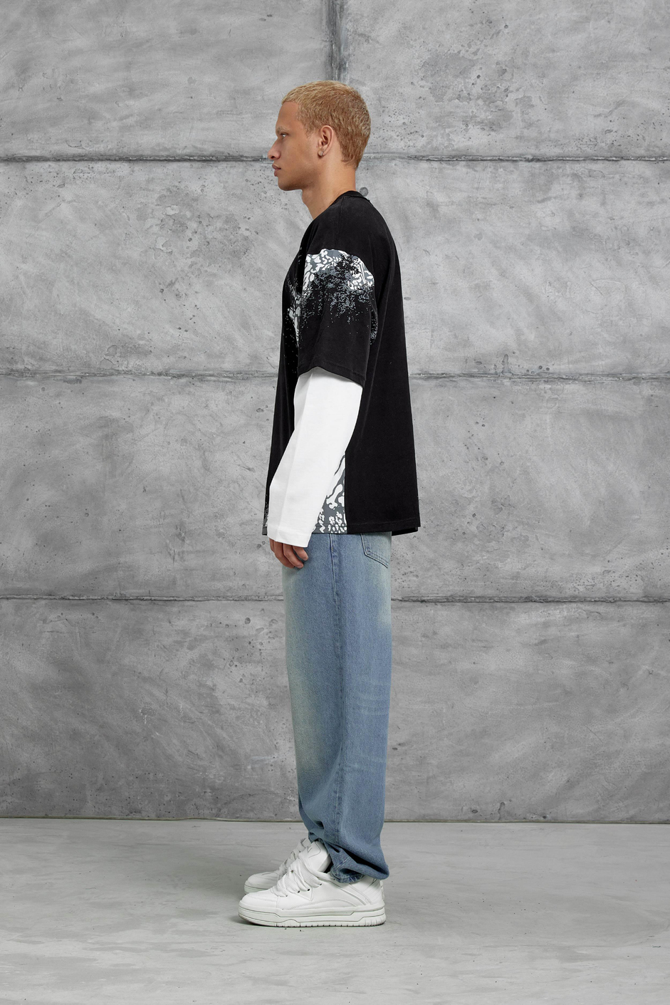 Siyah DESENLI PARCA KOLLU SWEATSHIRT