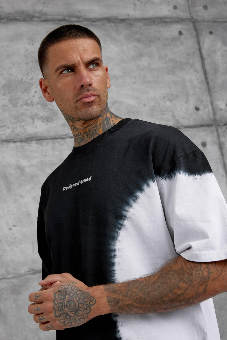 Siyah Desinged Brand Yazılı Oversize Tshirt
