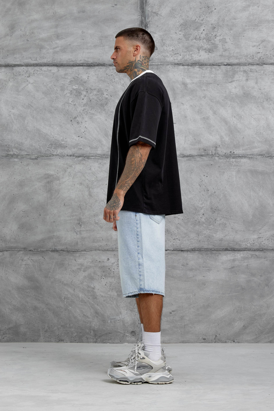 Siyah Dont Cry Baskılı Oversize Tshirt