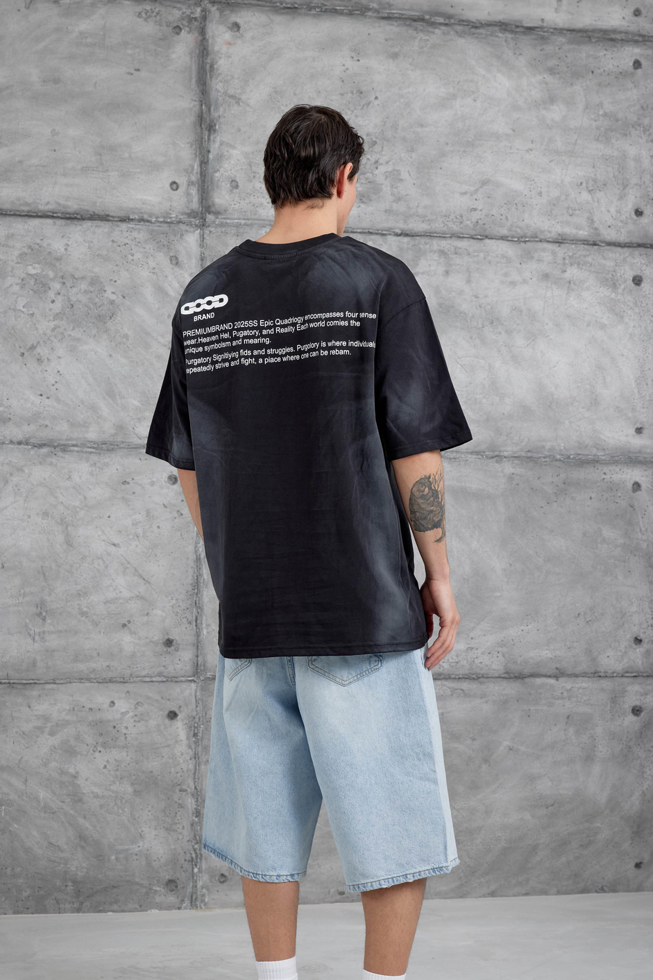 Siyah Good Yazılı Oversize Tshirt