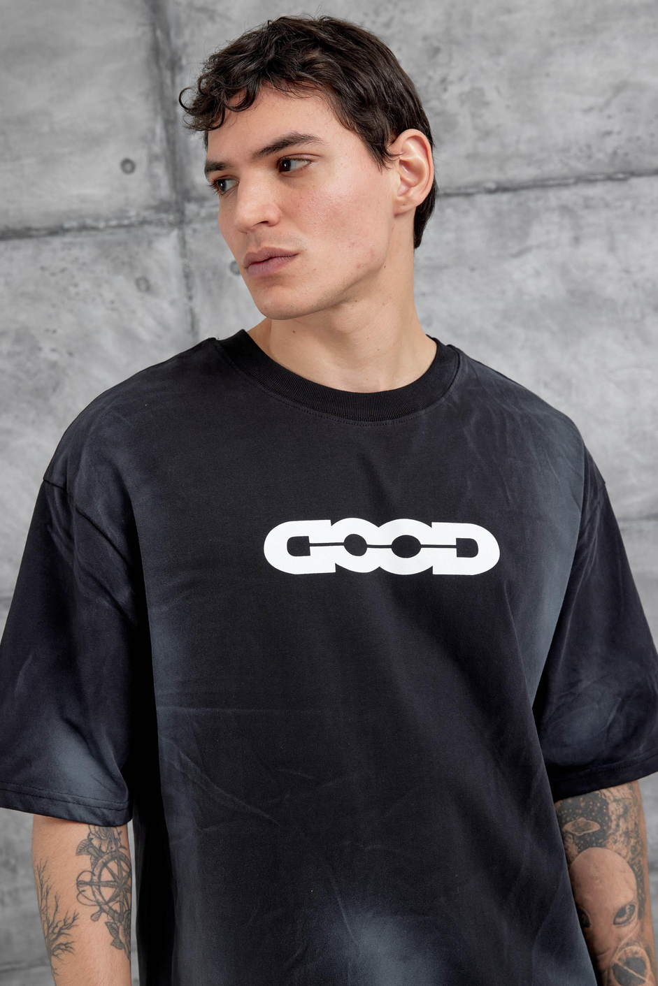 Siyah Dood Yazılı Oversize Tshirt