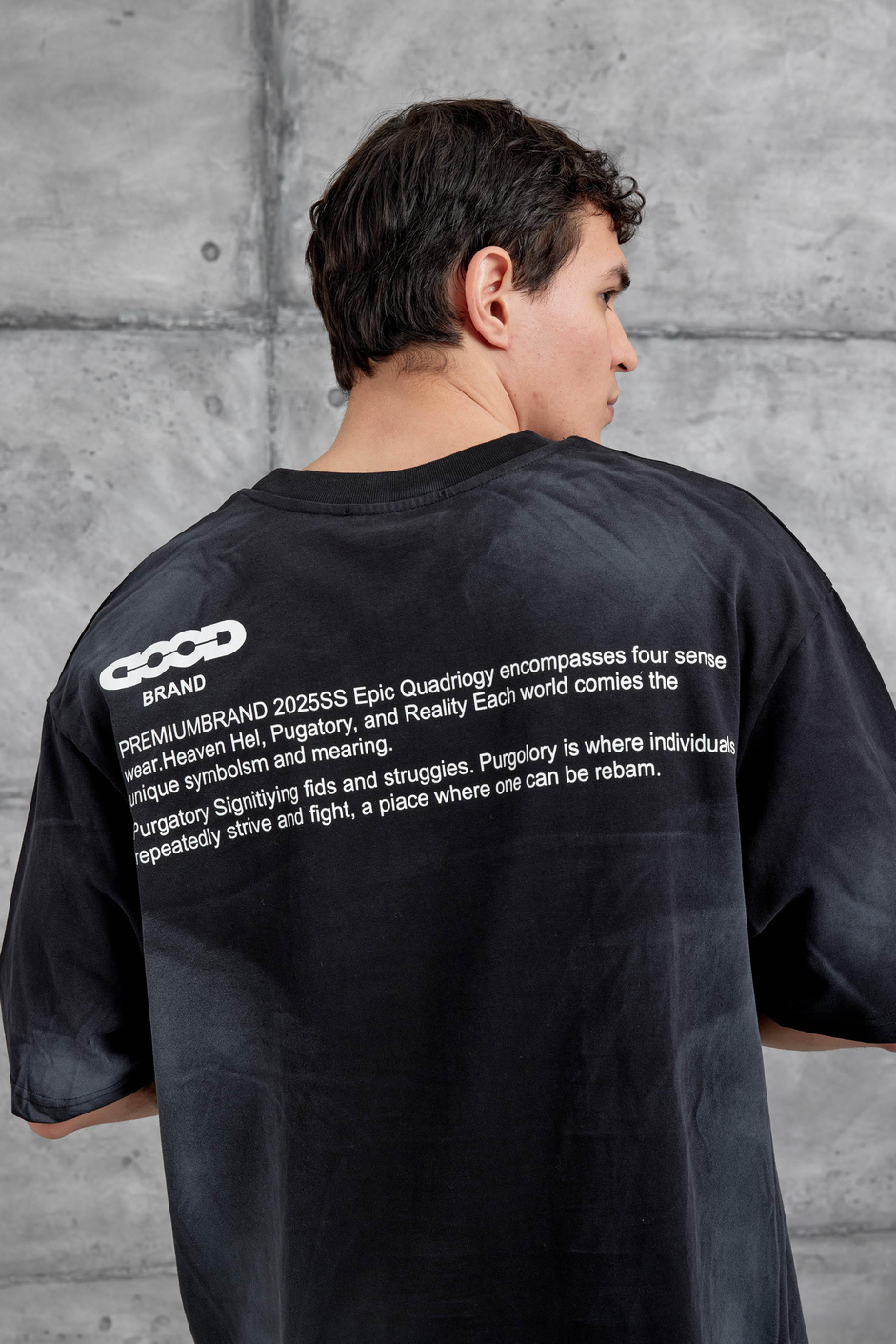 Siyah Dood Yazılı Oversize Tshirt