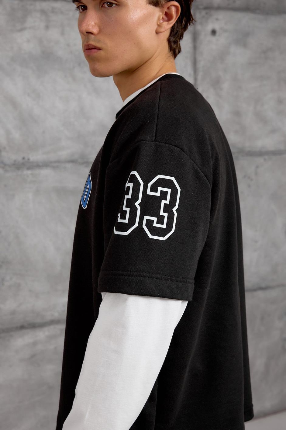Siyah DOTSTUD 7 BASKILI OVERSIZE SWEATSHIRT