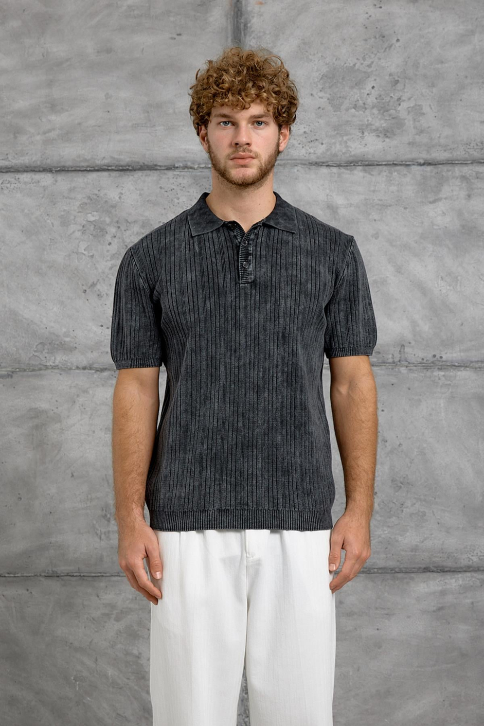 Siyah DP OVERSIZE POLO YAKA TSHIRT