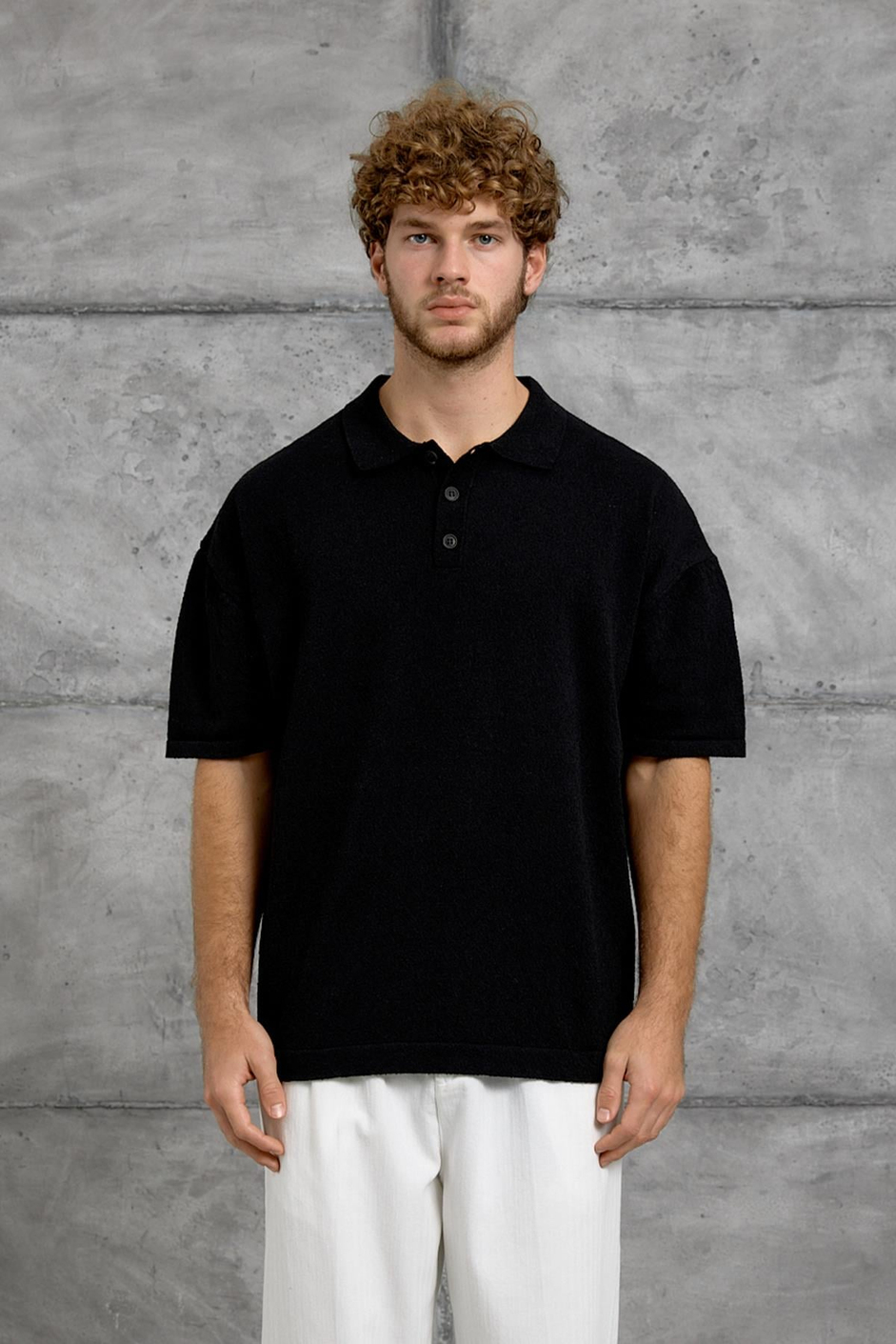 Siyah DP YAKA DÜĞME POLO TSHIRT