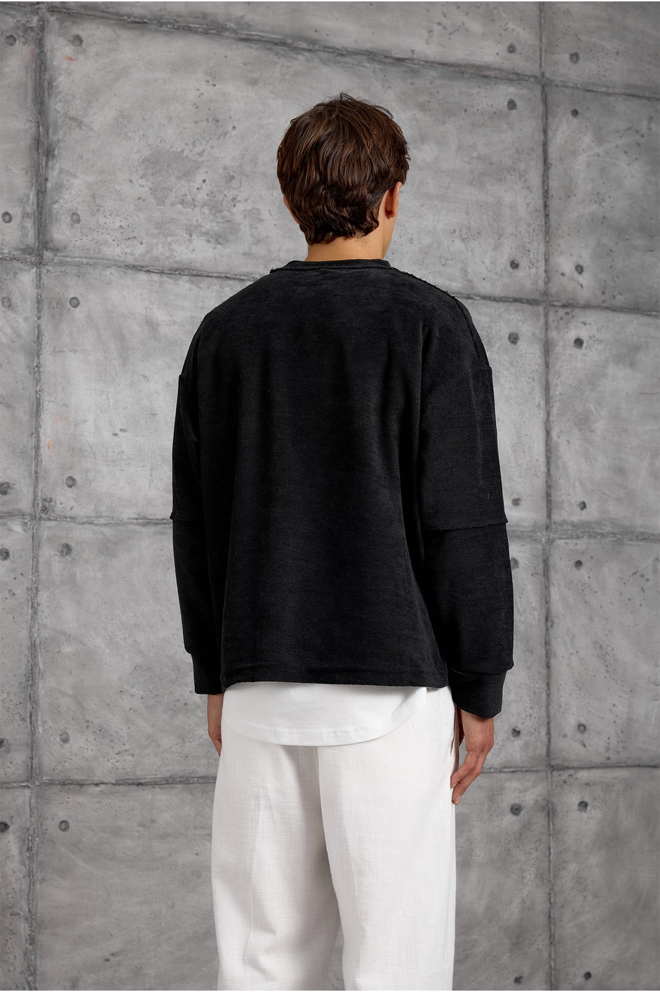 Siyah DREAMS BASKI DOKUMA KUMAŞ OVERSIZE SWEATSHIRT