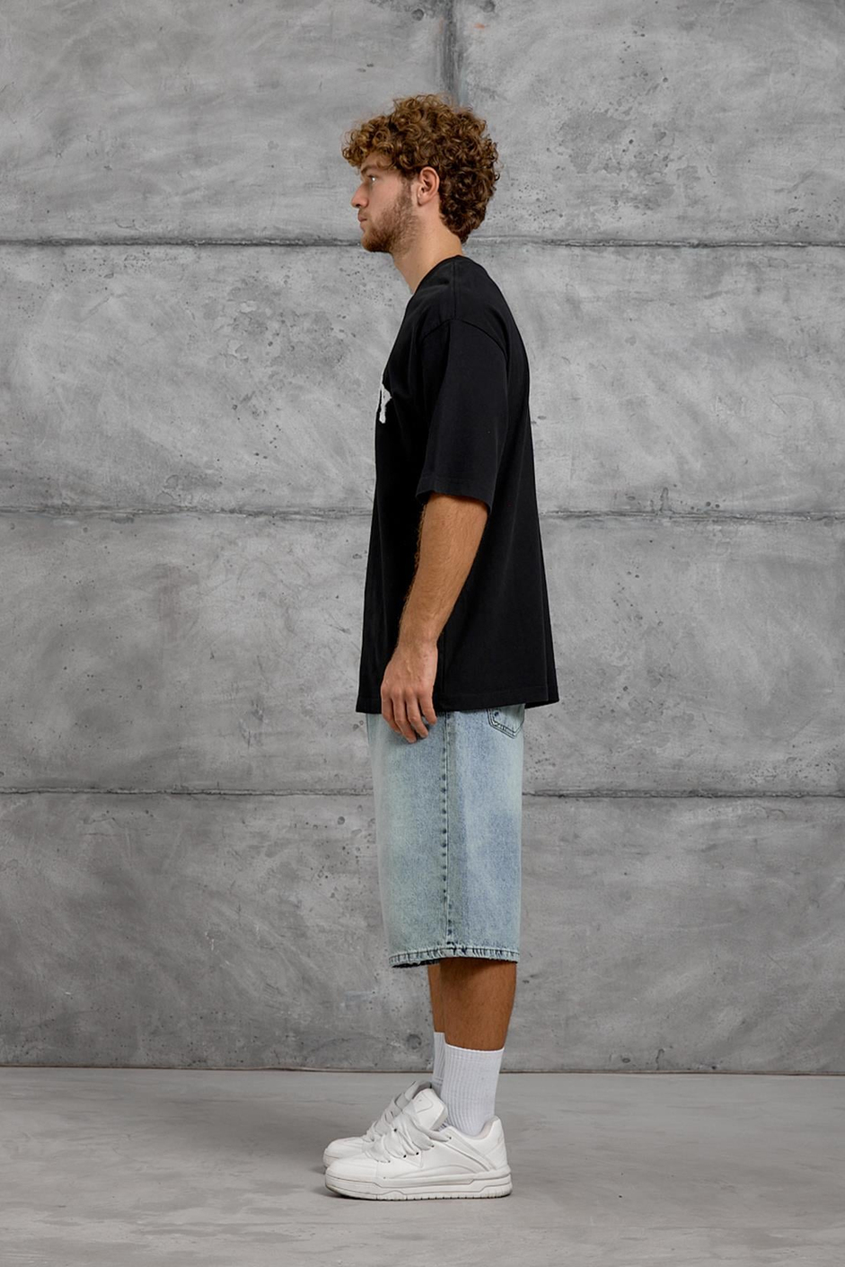 Siyah EASY BASKI OVERSIZE TSHIRT