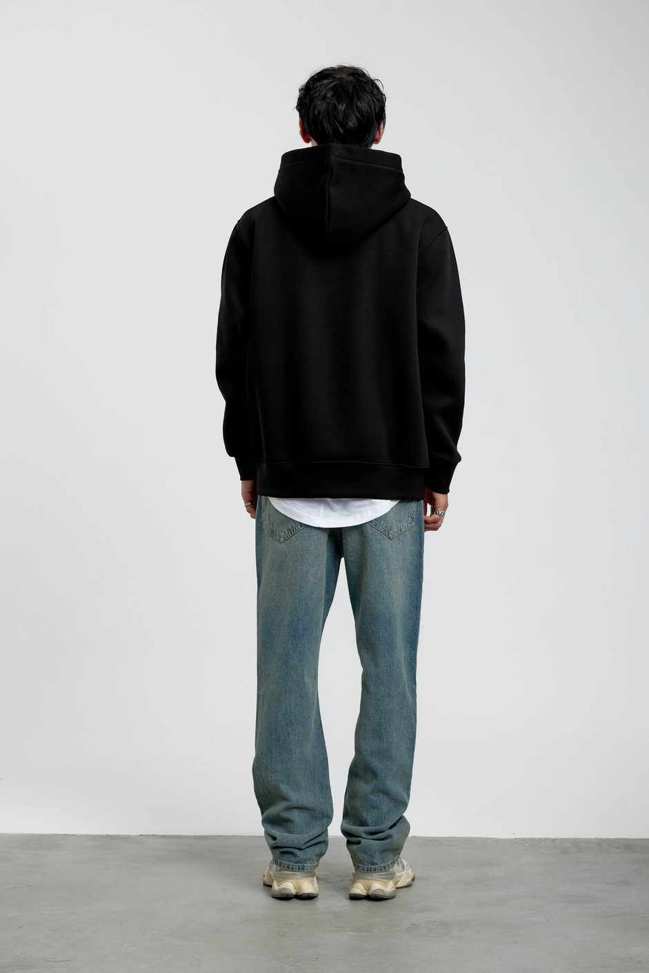 Siyah El Baskılı Kapüşonlu Sweatshirt