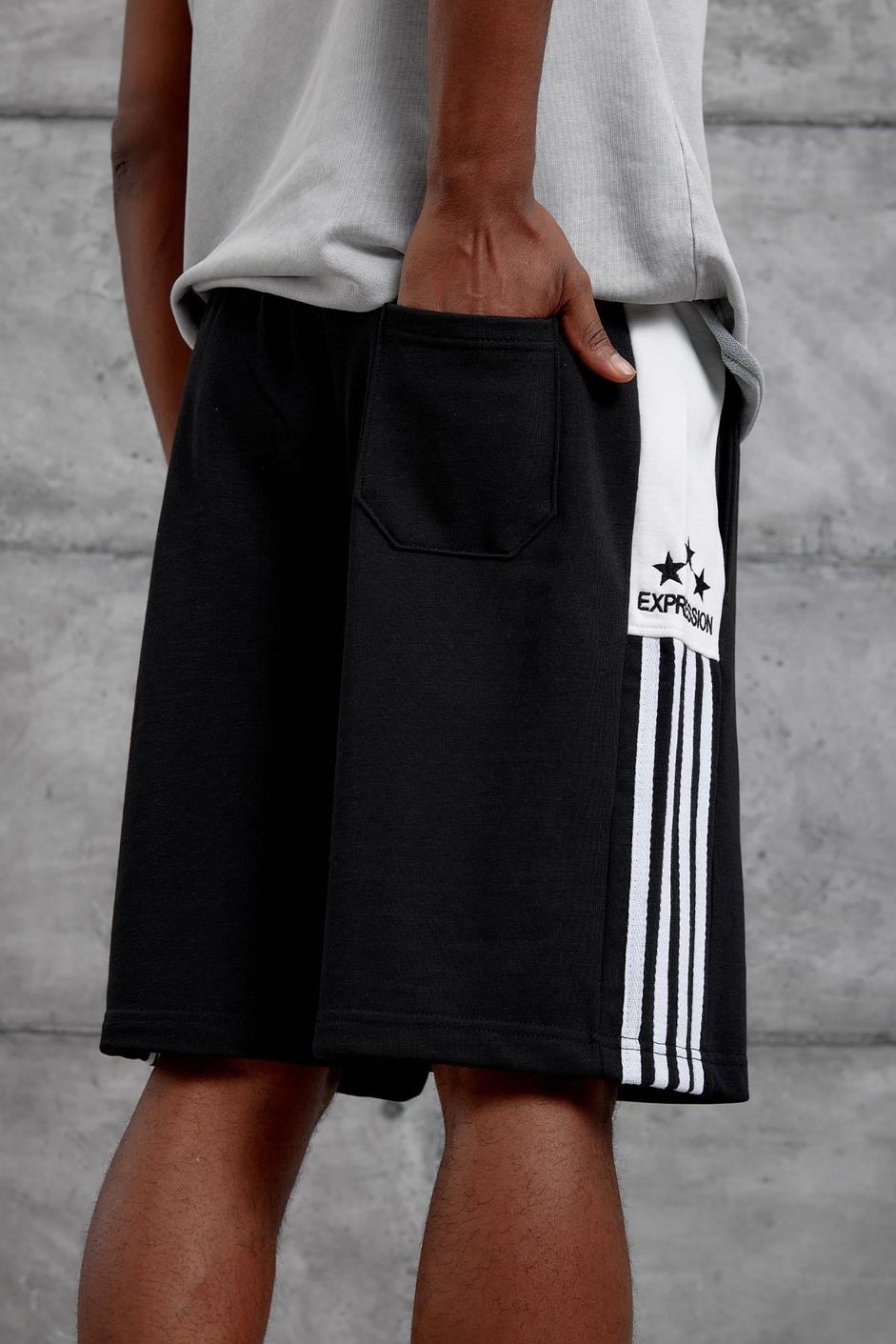 Siyah EXPRESSION NAKIŞ OVERSIZE ŞORT