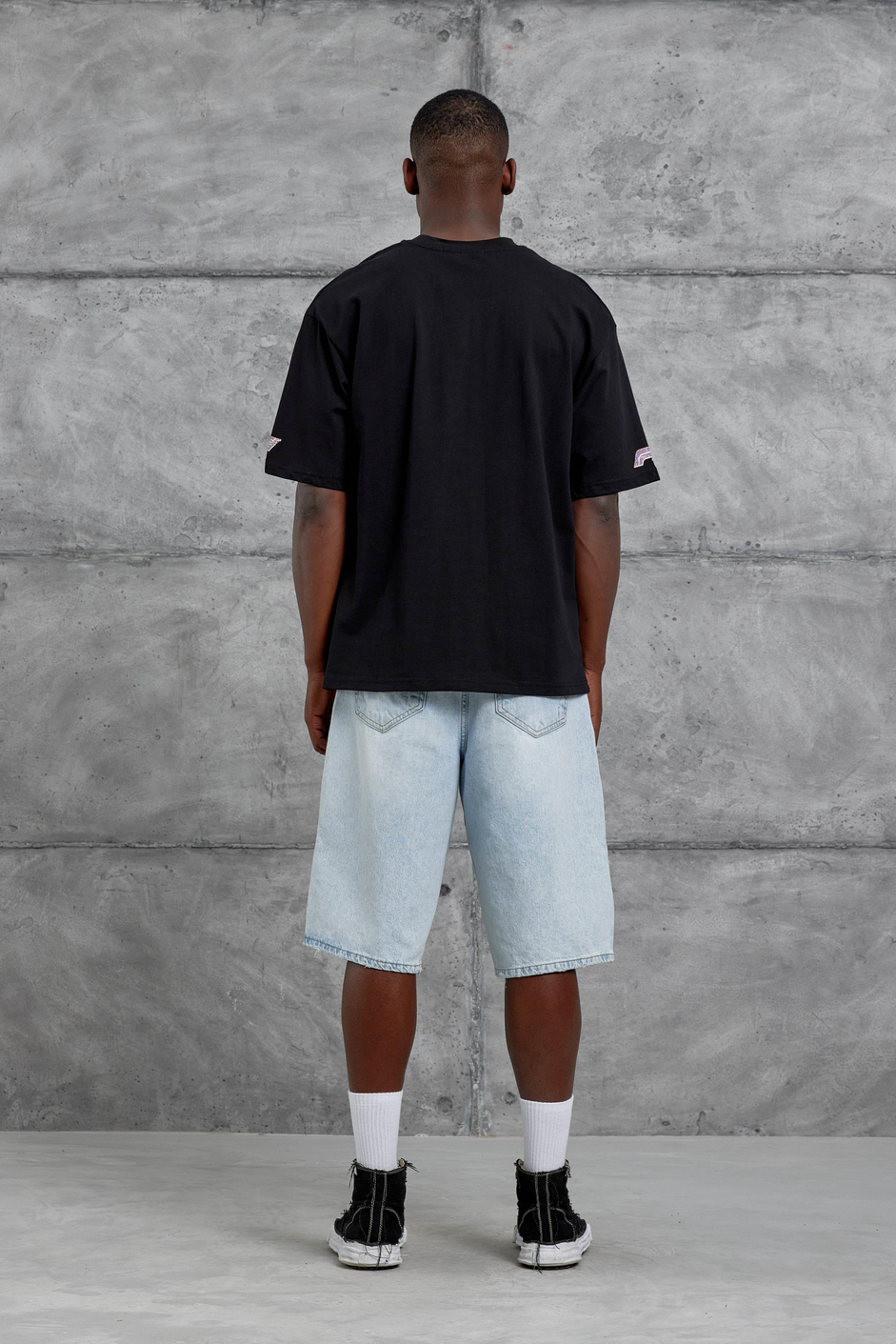 Siyah F1 Baskılı Oversize Tshirt