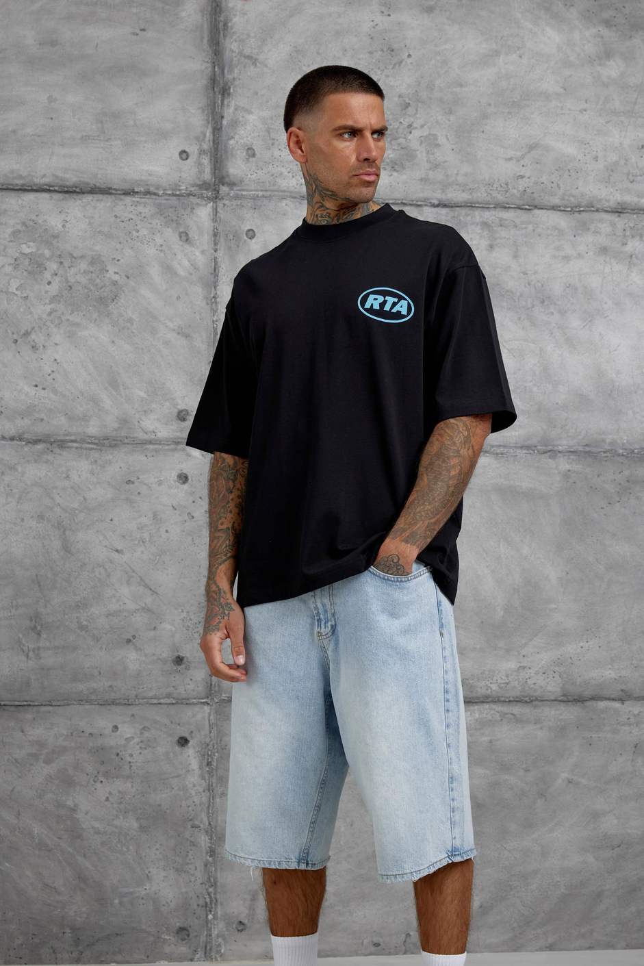 Siyah First Your Mind Yazılı Oversize Tshirt
