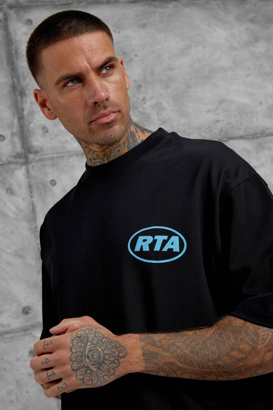 Siyah First Your Mind Yazılı Oversize Tshirt