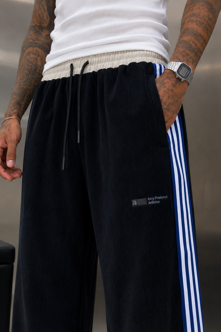 Siyah FİTİLLİ İNCE KADİFE BAGGY EŞOFMAN ALTI
