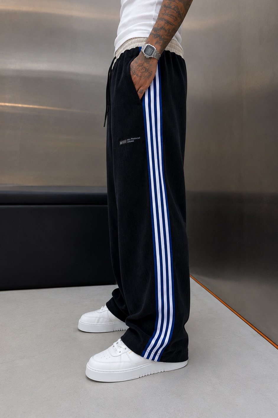Siyah FİTİLLİ İNCE KADİFE BAGGY EŞOFMAN ALTI
